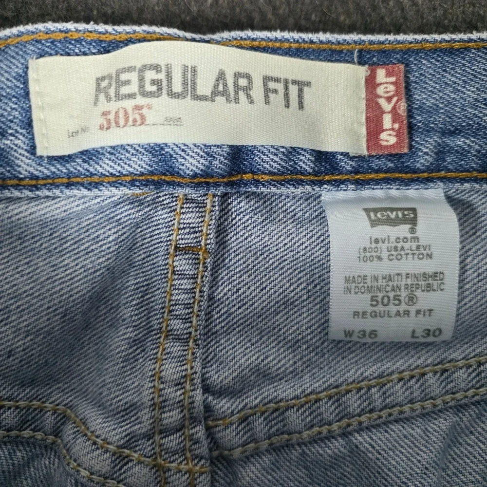 Levis 505 Regular Fit Jeans Mens 36x30 Measures 34x28.5 Blue‎ Straight Leg Denim